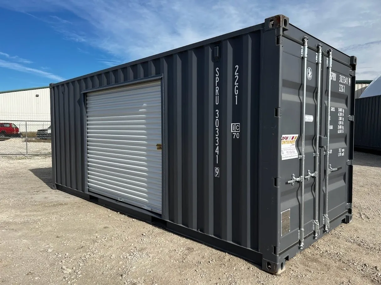 20-foot Shipping Container with Roll-Up Door Grey RAL 7015
