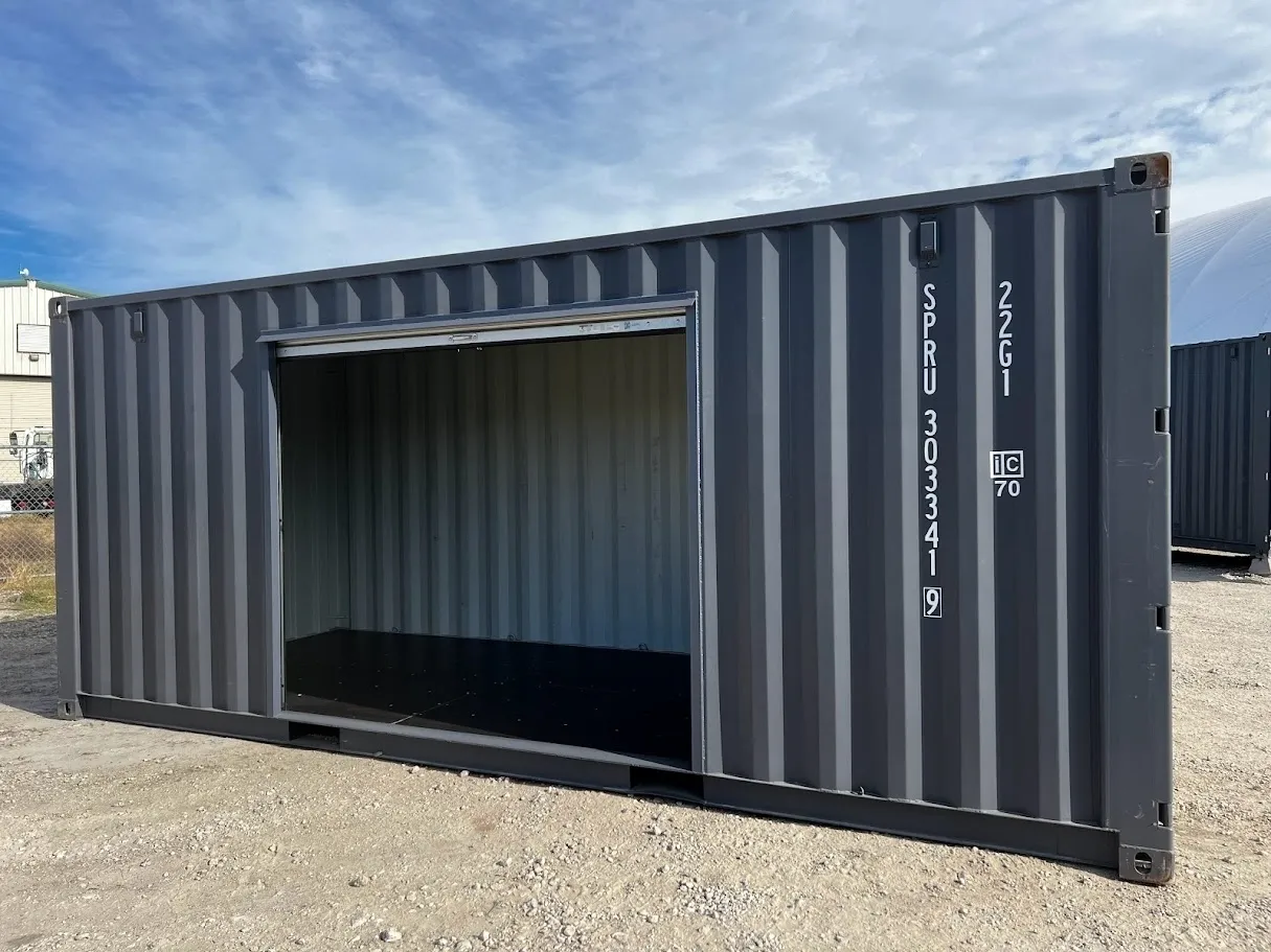 20-foot Shipping Container with Roll-Up Door Grey RAL 7015 - Image 3
