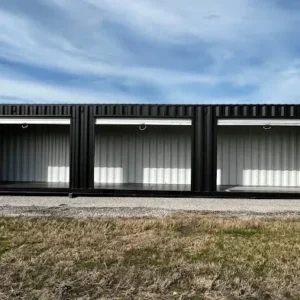 Black 40-foot Shipping Container with Three Roll-Up Doors