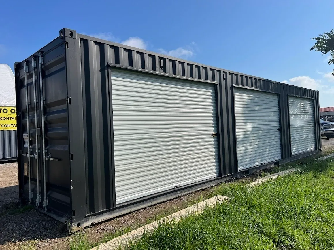 Black 40-foot Shipping Container with Three Roll-Up Doors - Image 2