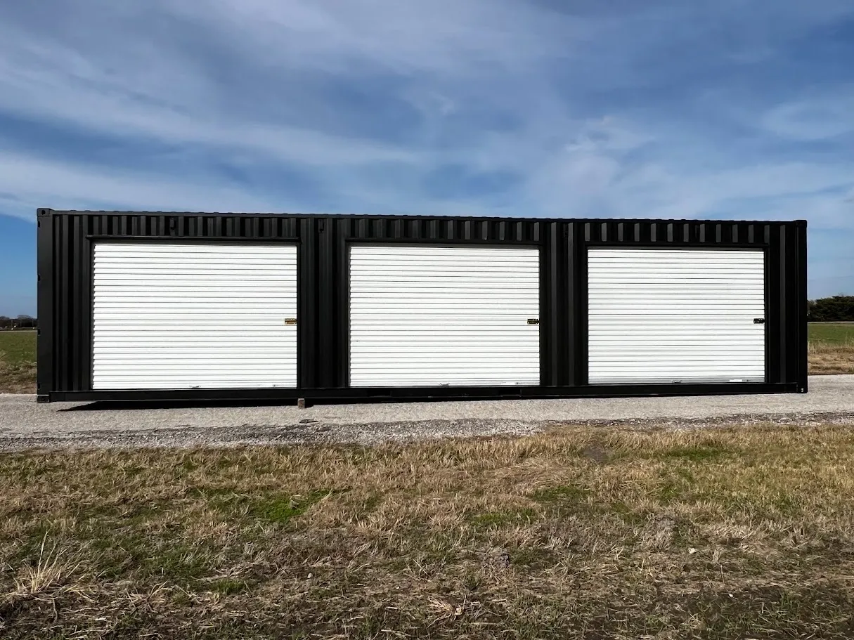 Black 40-foot Shipping Container with Three Roll-Up Doors - Image 3