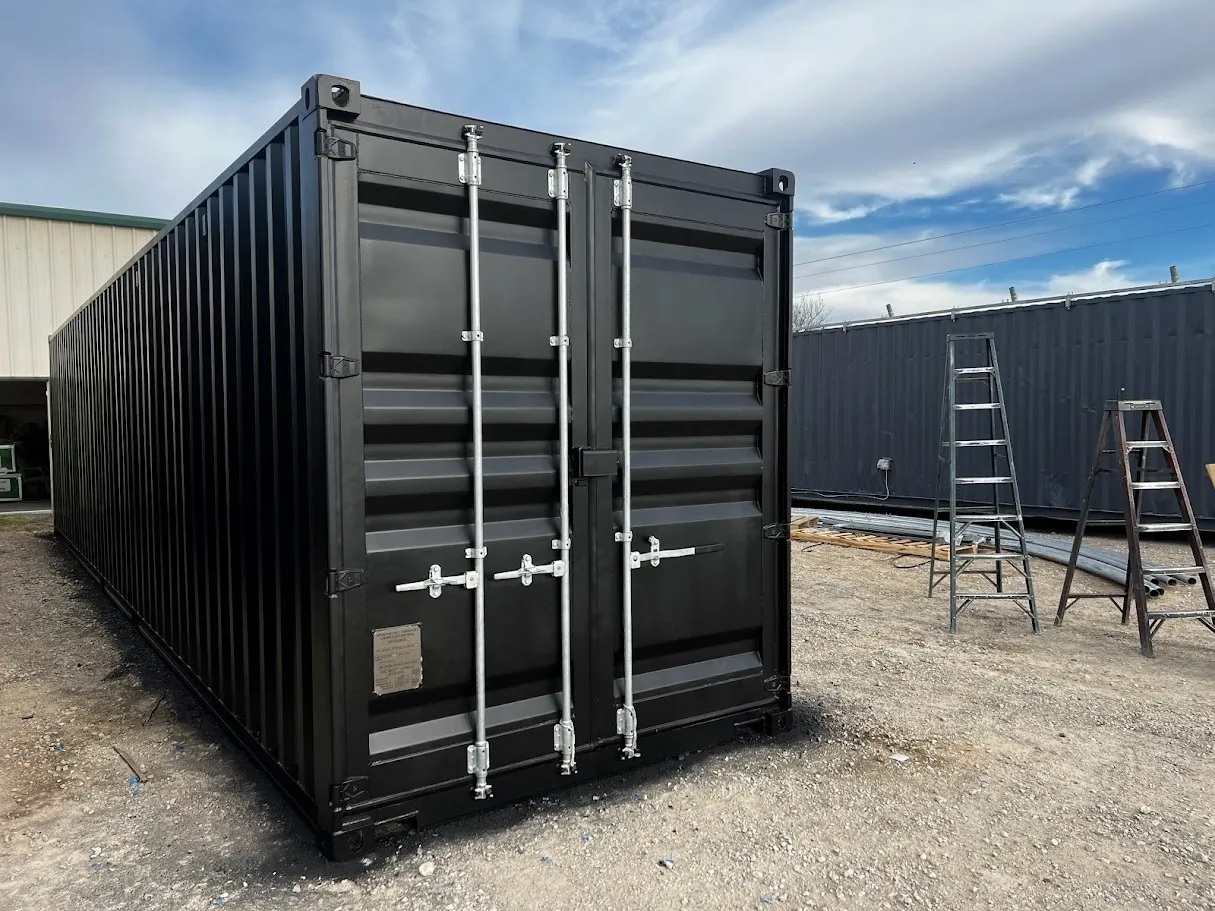 Black 40-foot Shipping Container with Three Roll-Up Doors - Image 4