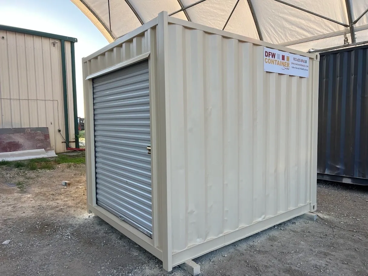 Used 10-foot Refurbished Shipping Container with Roll-Up Door RAL 1015 - Image 2